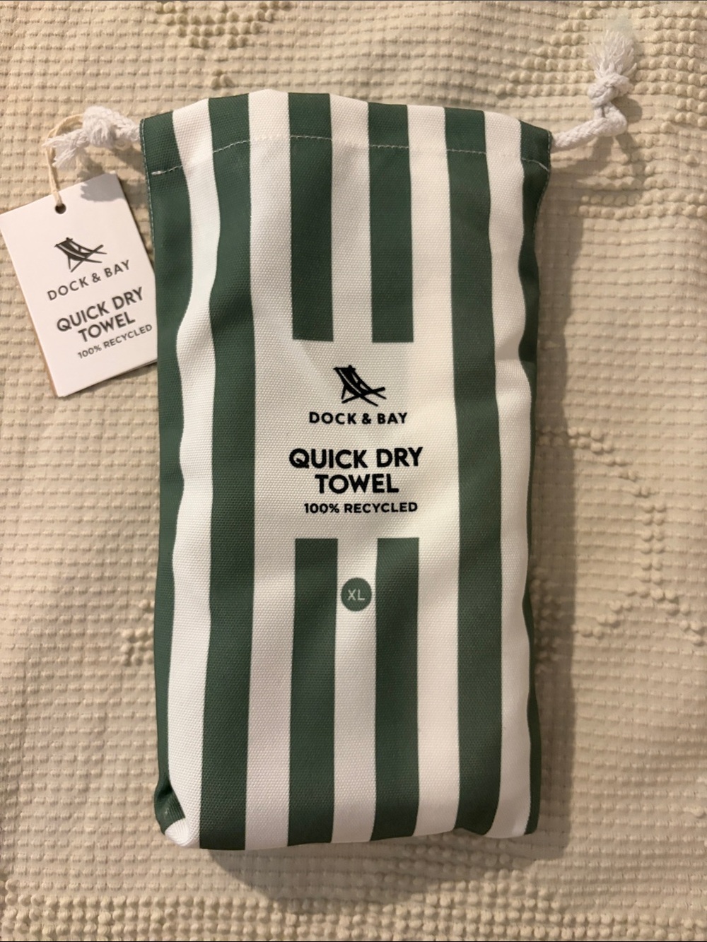 Dock & Bay Quick Dry Towel - Green & White Stripe (XL)